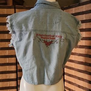 Vintage biker jean top tie waist